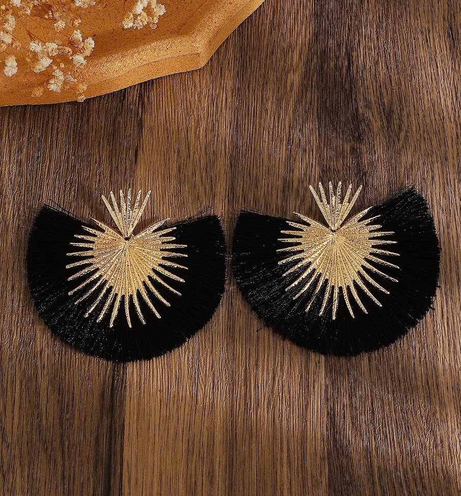 Free People Heart Fan-Shaped Tassel Earrings