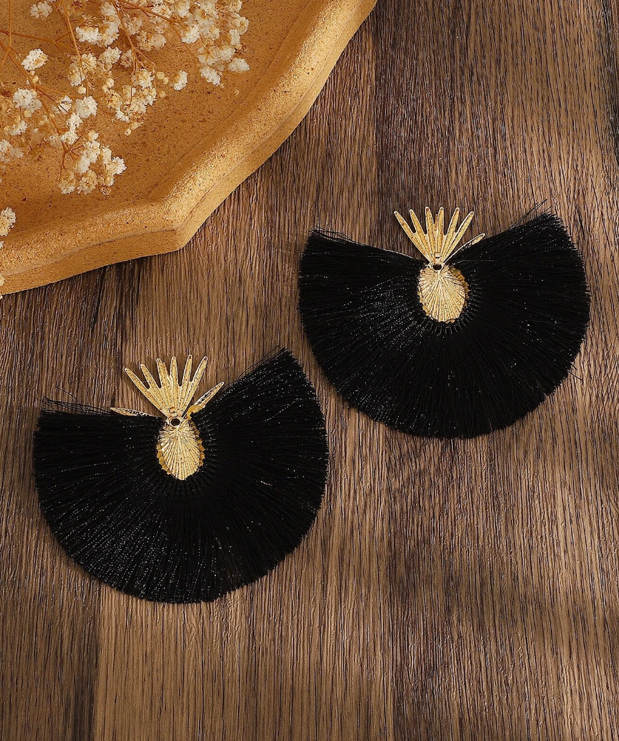 Free People Heart Fan-Shaped Tassel Earrings