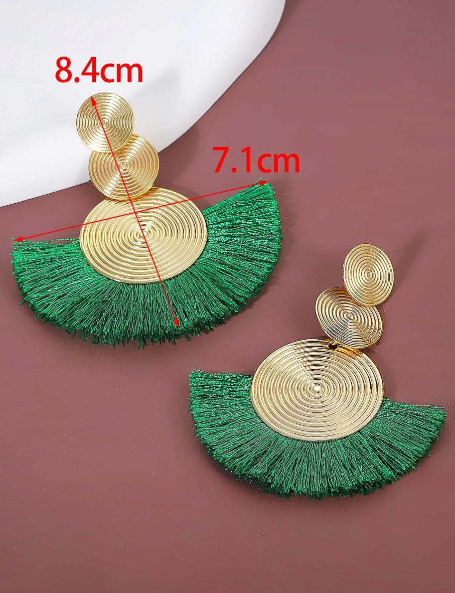 Circle Tassel Fan-Shaped Earrings