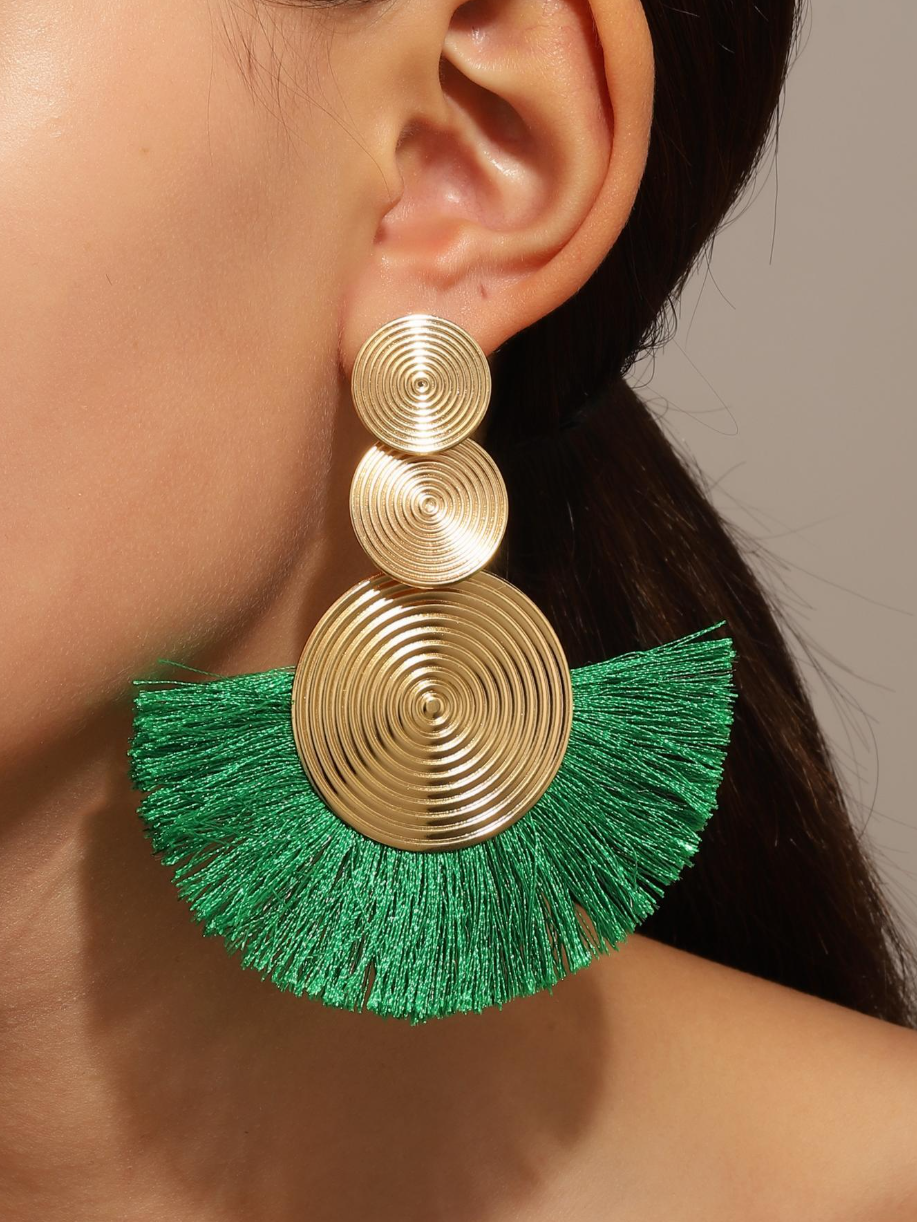 Circle Tassel Fan-Shaped Earrings