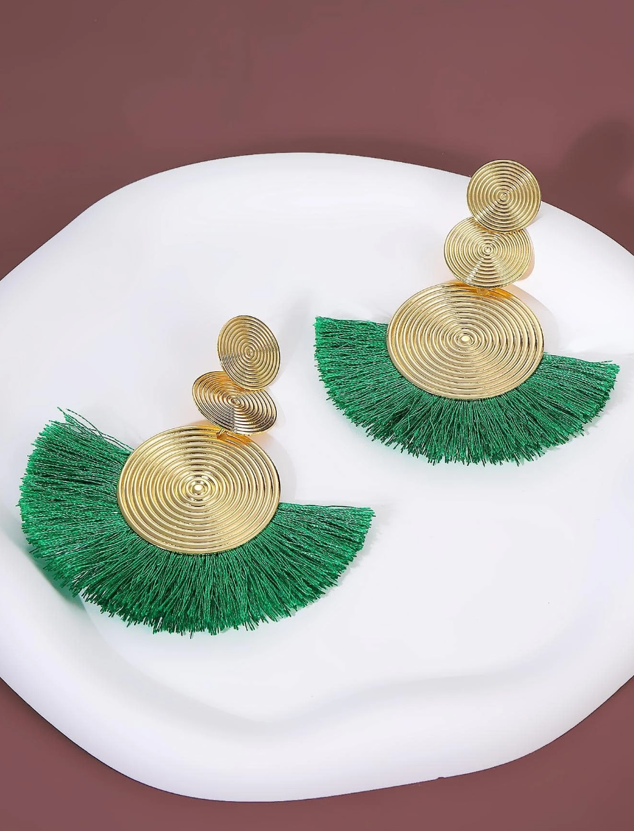 Circle Tassel Fan-Shaped Earrings