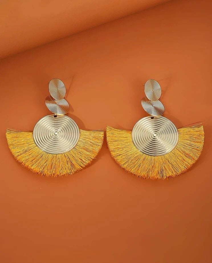 Circle Tassel Fan-Shaped Earrings