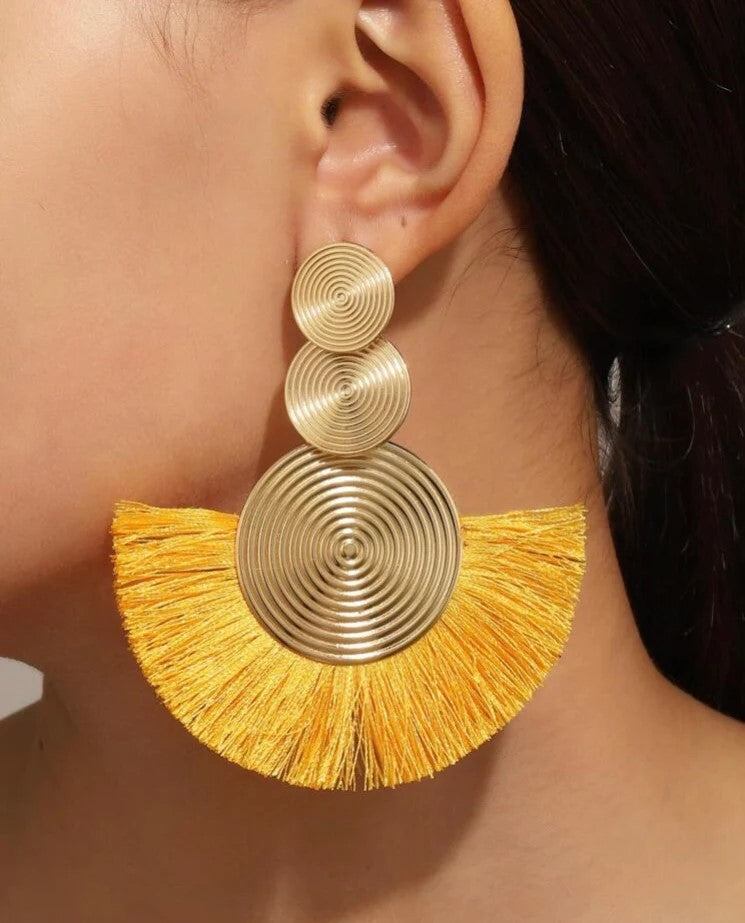 Circle Tassel Fan-Shaped Earrings