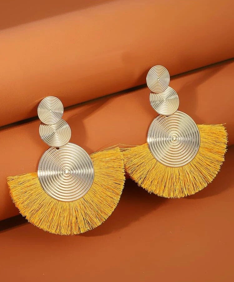 Circle Tassel Fan-Shaped Earrings