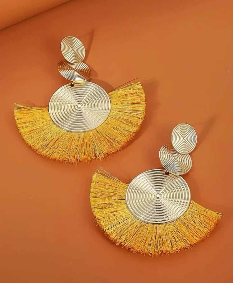 Circle Tassel Fan-Shaped Earrings