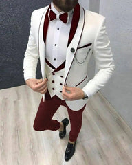 Men's 3PC Wedding/Formal Suit with Contrast Details