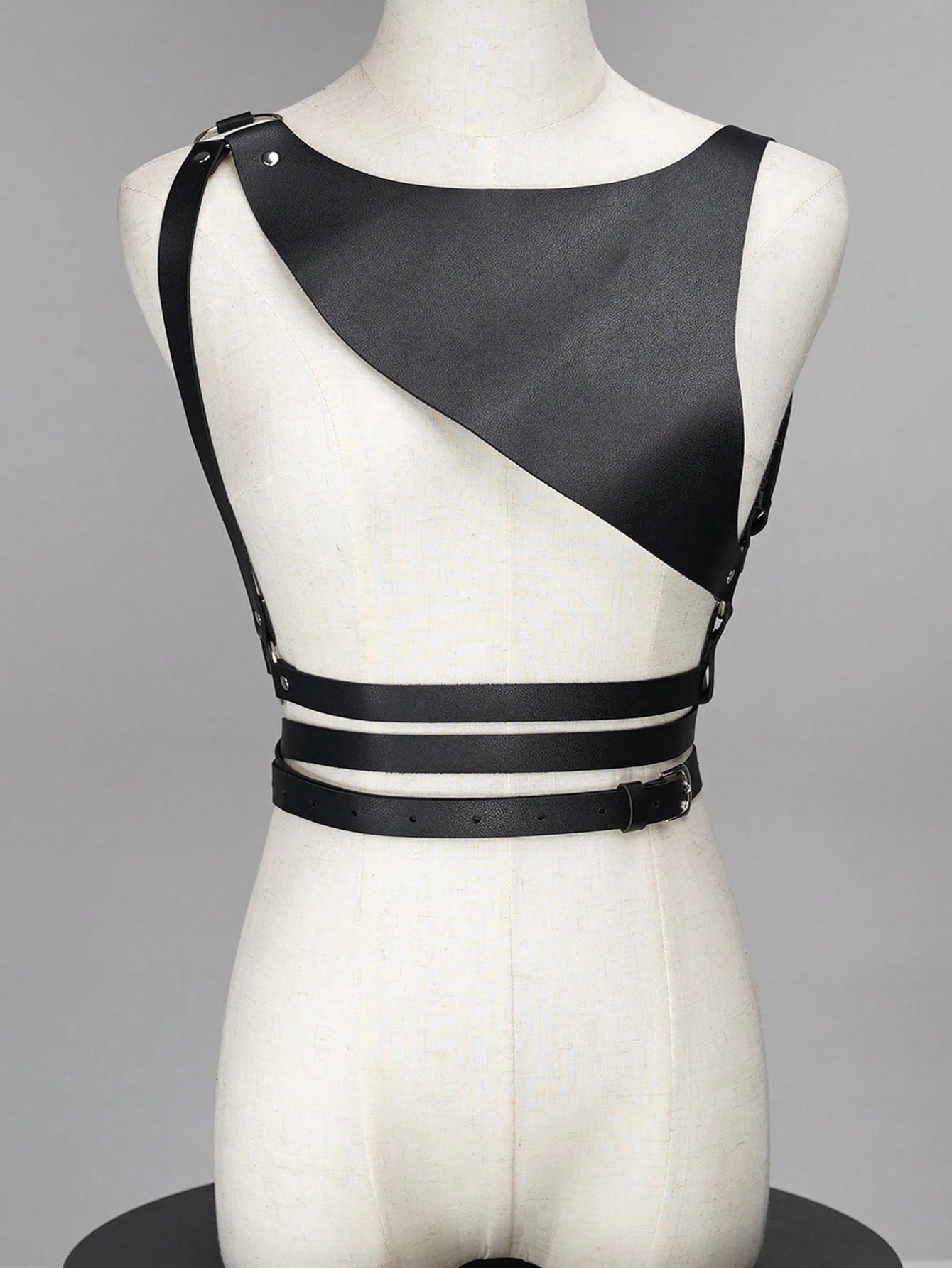 Women's Asymmetrical PU Leather Breastplate Harness