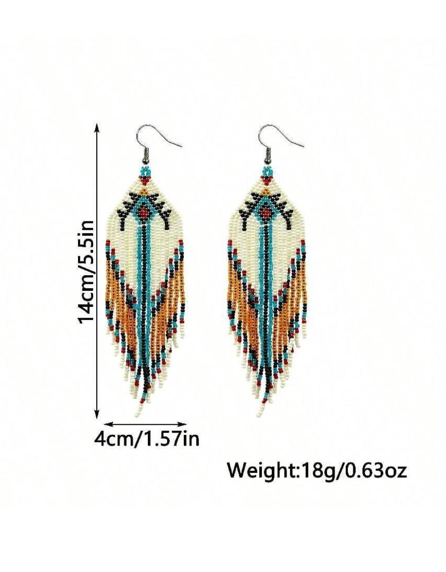 Southwestern Seed Bead Tribal Dangle Earrings