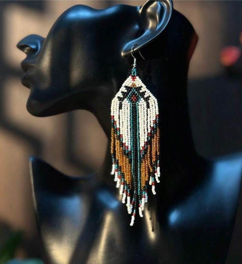 Southwestern Seed Bead Tribal Dangle Earrings