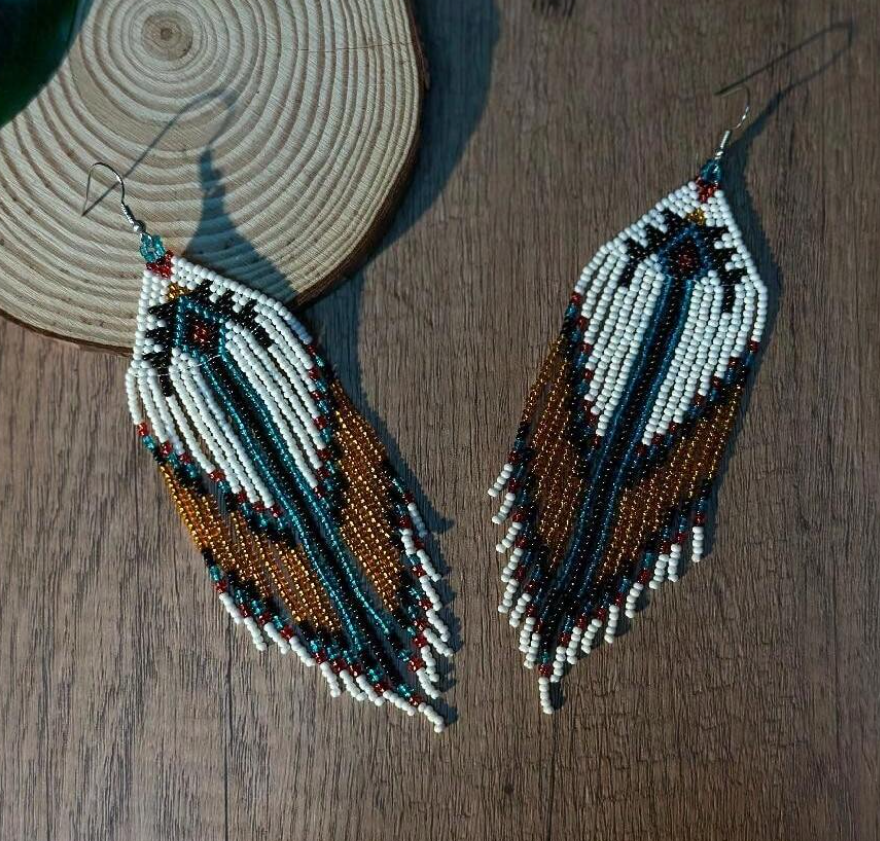 Southwestern Seed Bead Tribal Dangle Earrings