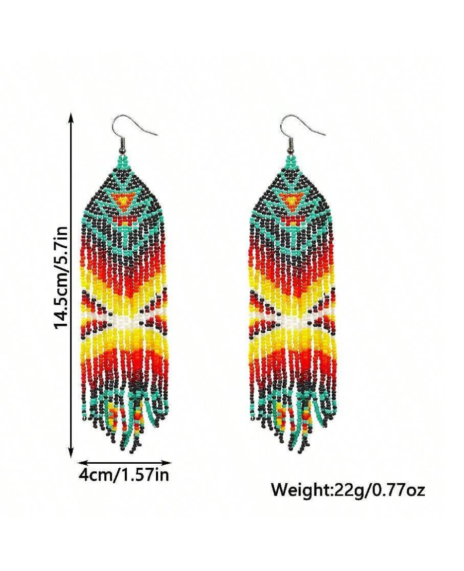Southwestern Seed Bead Tribal Dangle Earrings