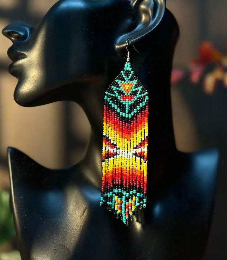 Southwestern Seed Bead Tribal Dangle Earrings