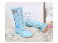 Disney Frozen Heeled Laceup Fur Lined Girls Boots