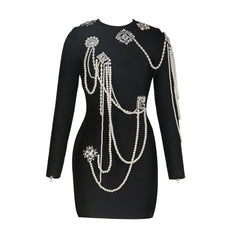 Scoop Neck Luxury Embellished Bodycon Party Dress