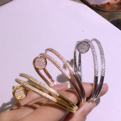 Spiral Embellished Double Row Nail-head Women's Bracelet