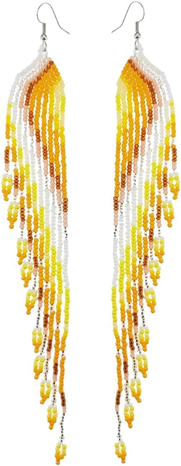 Women's Seed Bead Tassel Fashion Earrings Yellow