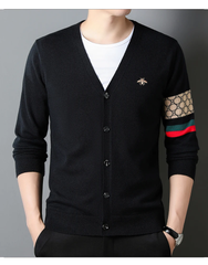 Bee Embroidered Knitted Men's Cardigan