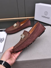 Men's Studded Replica Motif Suede Loafers