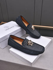Men's Studded Replica Motif Suede Loafers