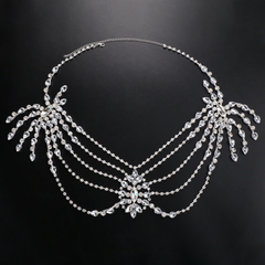 Multilayer Zircon Shoulder Bridal Harness Necklace Jewelry