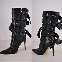 Women's Sexy Mid-Calf Buckle Strap Boots Sizes 5-12M