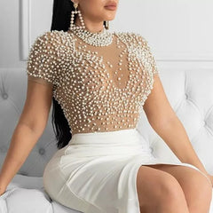 Short Sleeve Semi-sheer Open Front Cocktail Dress