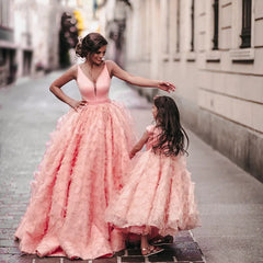 Mother And Daughter Formal Dress/Gown Peach