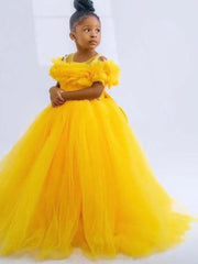 Mother And Daughter Bow Back Tulle Dress Yellow