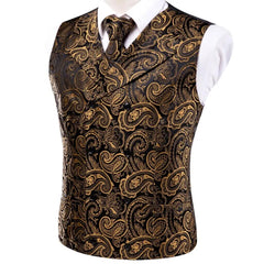 Men's Silk Paisely Print Double-breasted Vest Set