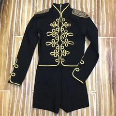 Embroidered Mandarin Collar Jacket Black
