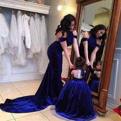 Royal Blue Velvet Mother/Daughter Formal Dress