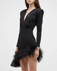 Feather-Trim Gabrielle Mini Dress
