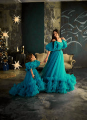 Mother And Daughter Matching Tulle Ruffle Dresses