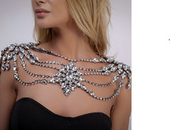 Multilayer Zircon Shoulder Bridal Harness Necklace Jewelry