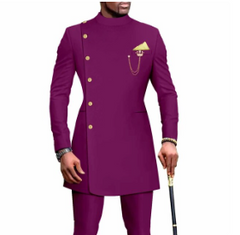 Men's African Style Slim Fit Two-piece Dress Suit