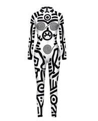Tribal Print Stretch Long Sleeve Bodysuit