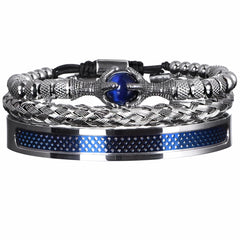 Men's Royal Blue 3pc Bracelet Set