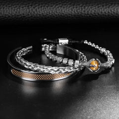 Men's Silver Themed Bracelet Set
