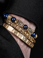 Men's Royal Blue 3pc Bracelet Set