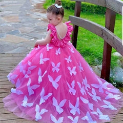 Girls Tulle Butterfly Accented Princess Dress