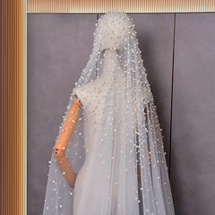 Pearl Embellished Bridal Veil 3M