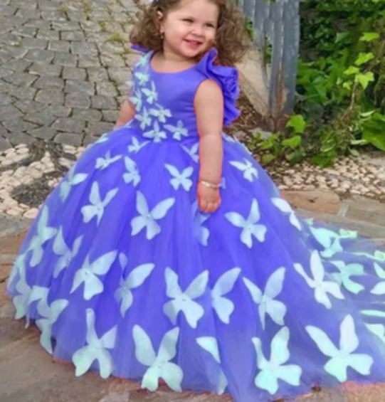 Girls Tulle Butterfly Accented Princess Dress