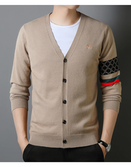 Bee Embroidered Knitted Men's Cardigan