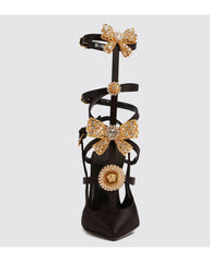 Women's Luxury Embellished Satin Cage Bow Sandals