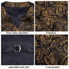 Men's Silk Paisely Print Double-breasted Vest Set