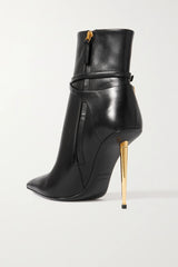 Padlock embellished FAUX leather ankle stiletto boots Sz 6-12